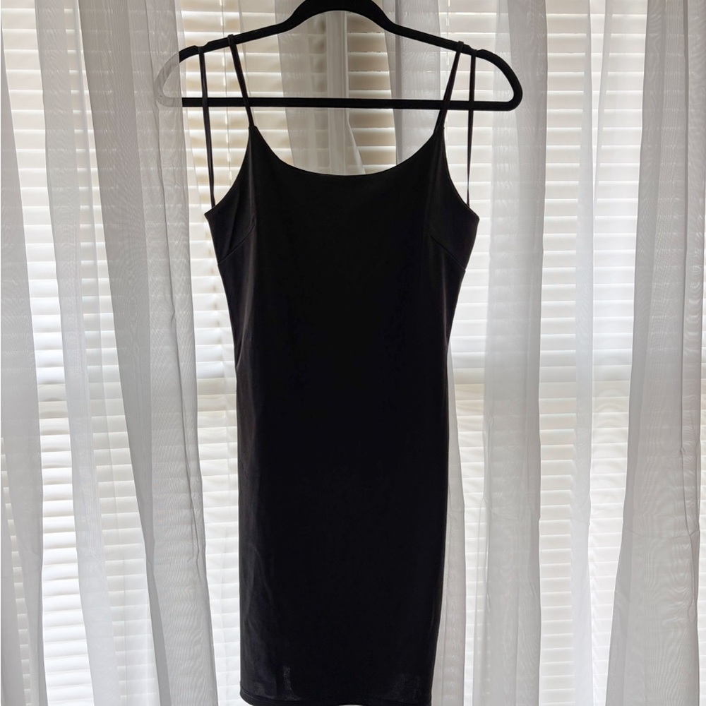 Simple Black Spaghetti Strap Slip Dress